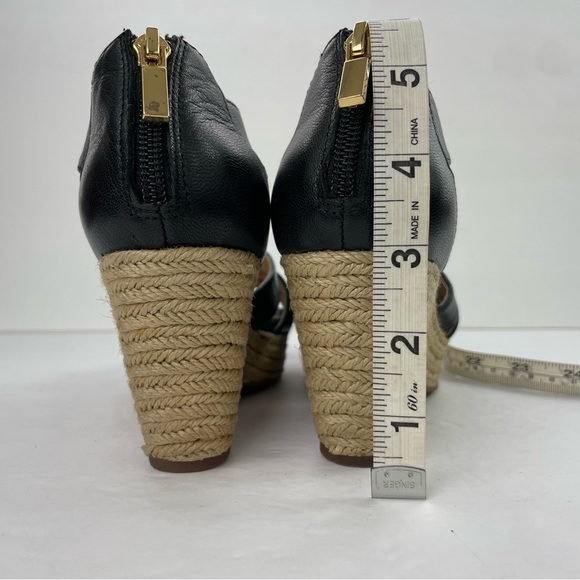 Sofft Black Leather Espadrille Wedge Open Toe Sandals - Picture 11 of 16